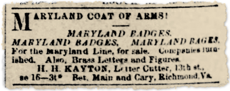 Advert for Maryland Coat of Arms badges