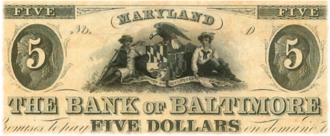 Bank of Baltimore 5 dollar note