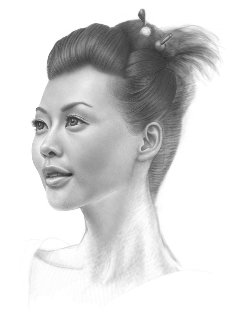 Japanese Woman, by Ian Goddard, digital sketch